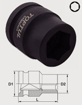 KABA2424 Toptul 3/4 "hexagonal impact head 24 mm