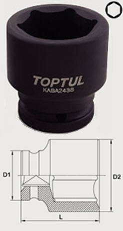 KABA2433 Toptul 3/4 "hexagonal impact head 33 mm