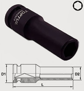 KABE1612 Toptul Impact head 6-sided 12 mm, 1/2