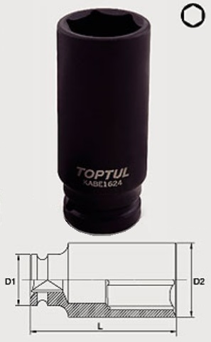 KABE1621 Toptul Impact head 6-sided 21 mm, 1/2
