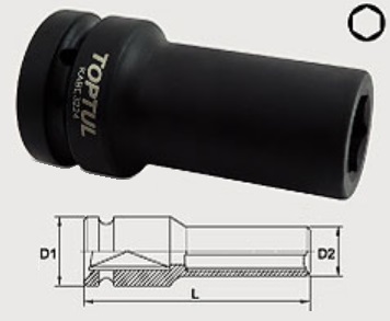KABE3232 Toptul Impact head 6-sided 32 mm, 1"