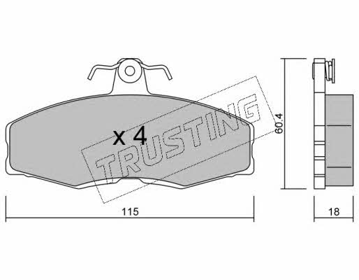 Trusting 041.0 Brake Pad Set, disc brake 0410