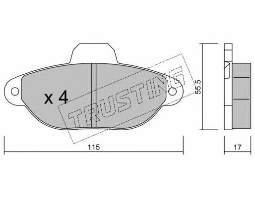 Trusting 162.1 Brake Pad Set, disc brake 1621