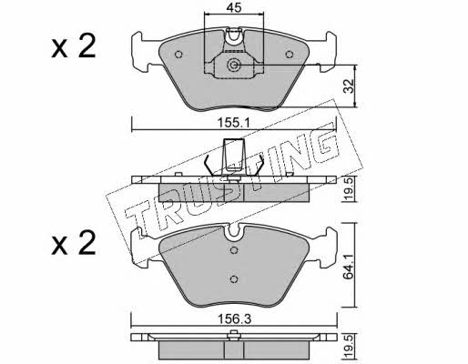 Trusting 216.3 Brake Pad Set, disc brake 2163