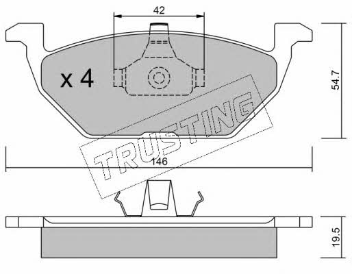 Trusting 220.0 Brake Pad Set, disc brake 2200