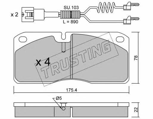 Trusting 278.3W Brake Pad Set, disc brake 2783W