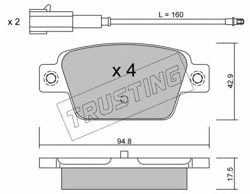 Trusting 332.1 Brake Pad Set, disc brake 3321