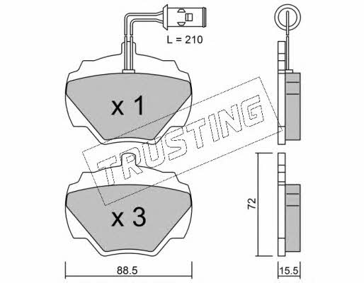 Trusting 362.1 Brake Pad Set, disc brake 3621