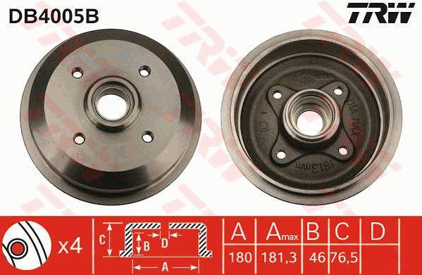 TRW DB4005B Brake drum with wheel bearing, assy DB4005B