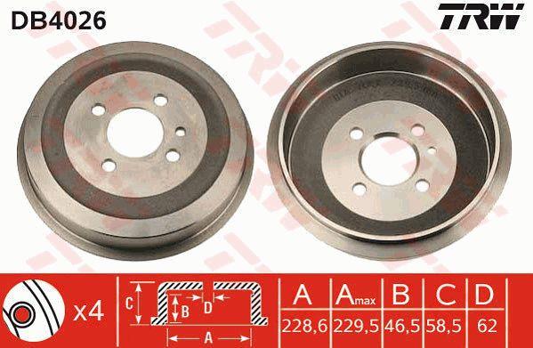 Rear brake drum TRW DB4026