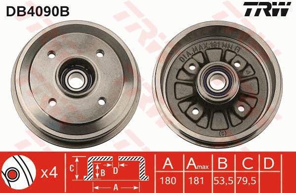 TRW DB4090B Brake drum with wheel bearing, assy DB4090B