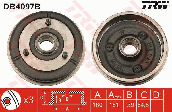 TRW DB4097B Brake drum with wheel bearing, assy DB4097B