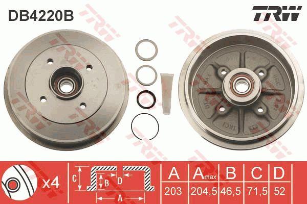 Brake drum with wheel bearing, assy TRW DB4220B