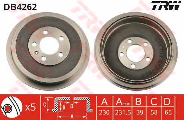 Rear brake drum TRW DB4262