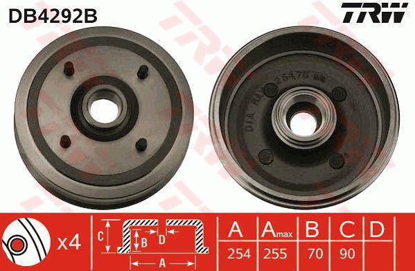 TRW DB4292B Brake drum with wheel bearing, assy DB4292B