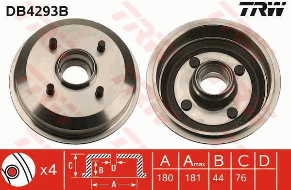 TRW DB4293B Brake drum with wheel bearing, assy DB4293B
