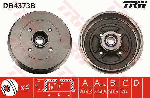 TRW DB4373B Brake drum with wheel bearing, assy DB4373B