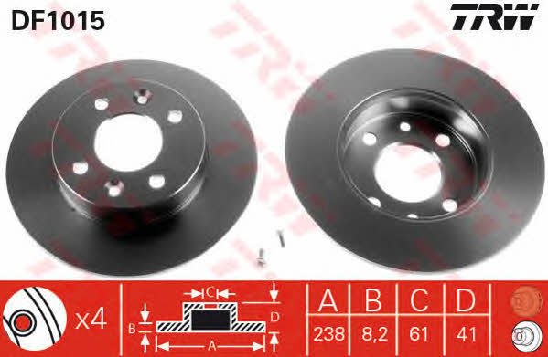 TRW DF1015 Unventilated front brake disc DF1015 DF1015 TRW Unventilated front brake disc