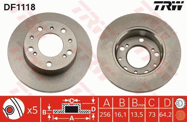 Unventilated front brake disc TRW DF1118