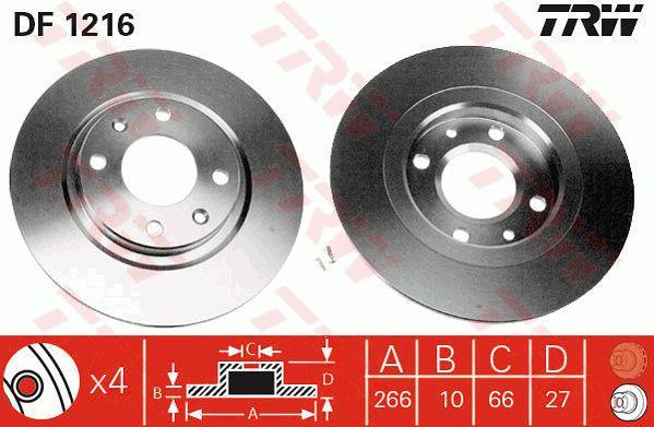 Unventilated front brake disc TRW DF1216