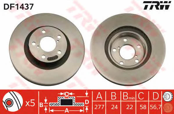 Front vented brake disc TRW DF1437