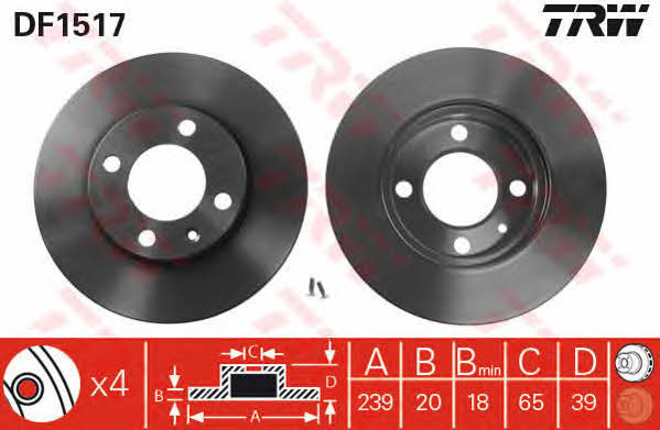 Front vented brake disc TRW DF1517