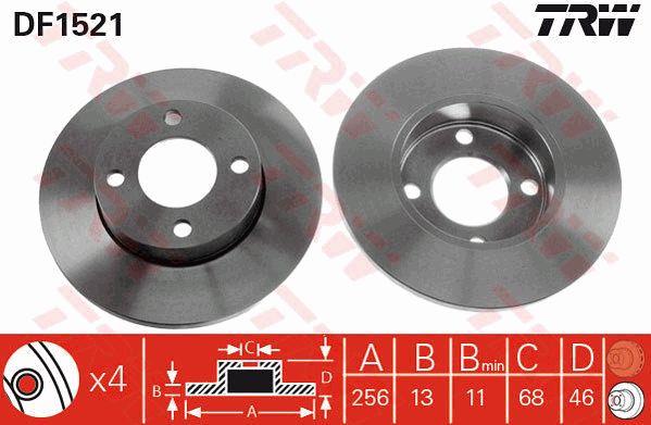 Unventilated front brake disc TRW DF1521