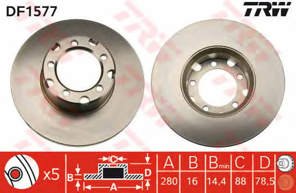 Unventilated front brake disc TRW DF1577