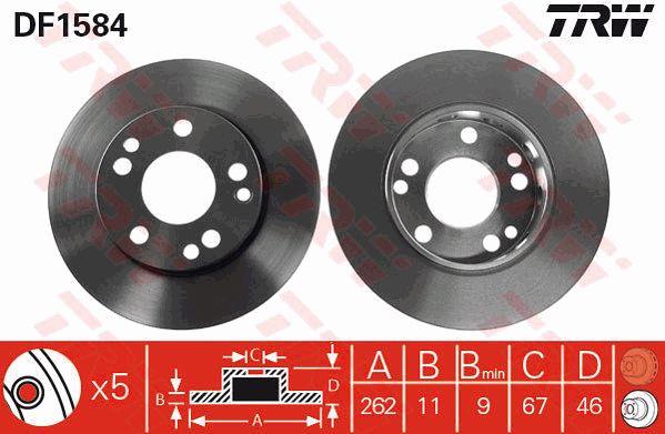 TRW DF1584 Unventilated front brake disc DF1584