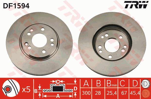 Front vented brake disc TRW DF1594