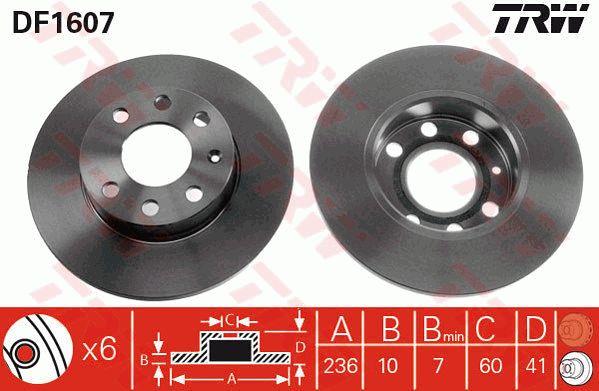 Unventilated front brake disc TRW DF1607