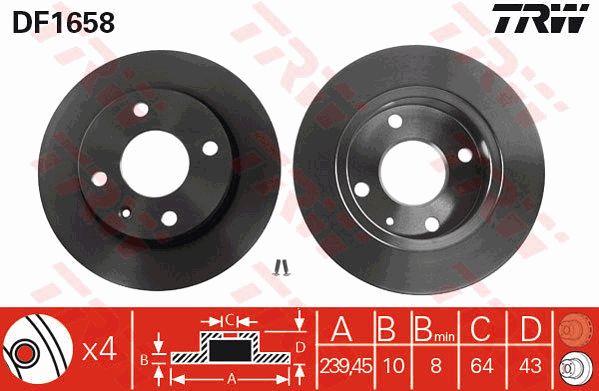 Unventilated front brake disc TRW DF1658