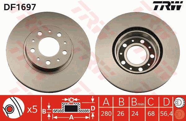 Front vented brake disc TRW DF1697