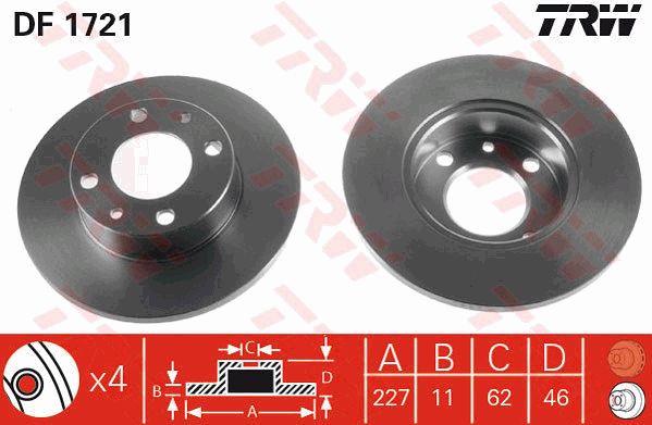 Unventilated front brake disc TRW DF1721