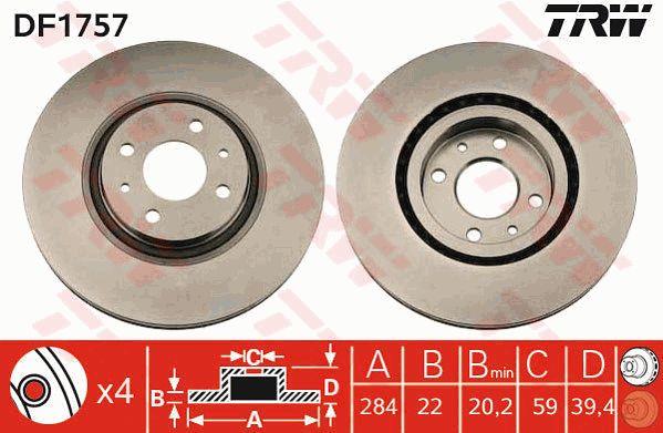 Front vented brake disc TRW DF1757