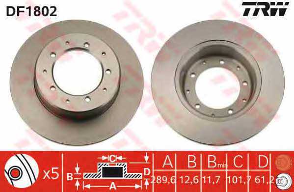 Rear solid brake disc TRW DF1802
