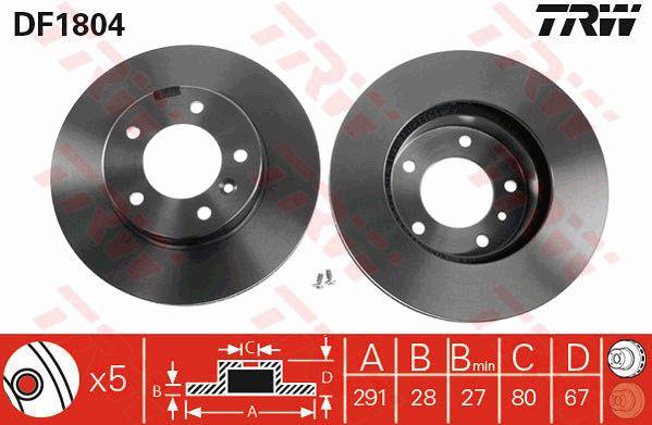 Front vented brake disc TRW DF1804