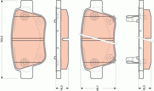 TRW GDB3456 TRW COTEC brake pad set GDB3456 GDB3456 TRW TRW COTEC brake pad set