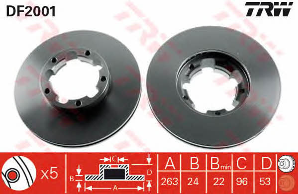 Front vented brake disc TRW DF2001