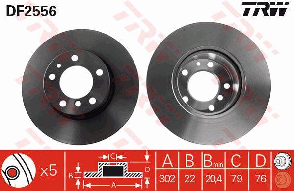 Front vented brake disc TRW DF2556