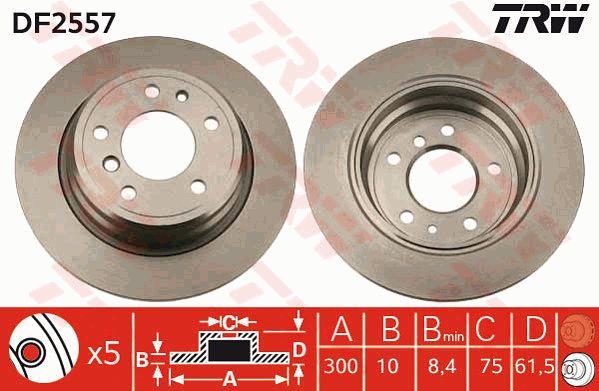 Rear solid brake disc TRW DF2557
