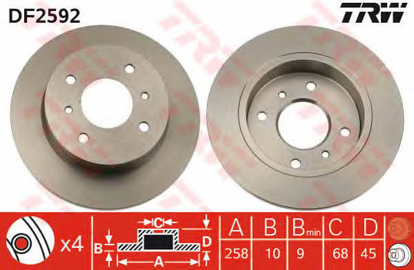 Rear solid brake disc TRW DF2592