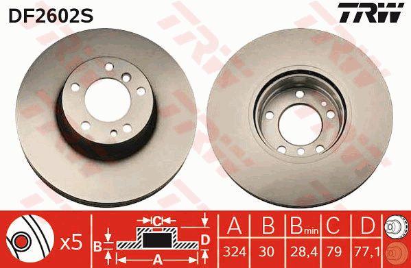Front vented brake disc TRW DF2602S