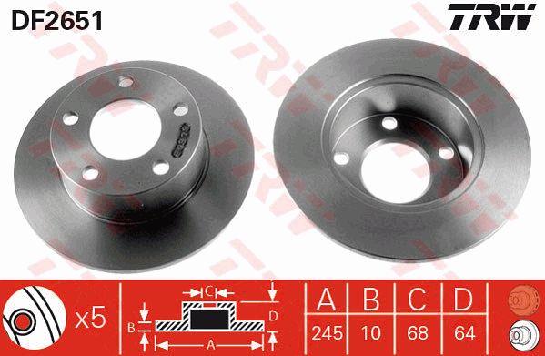 TRW Rear brake disc, non-ventilated – price 108 PLN