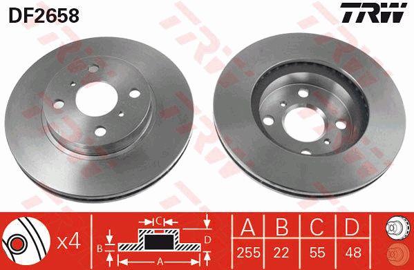 Front vented brake disc TRW DF2658
