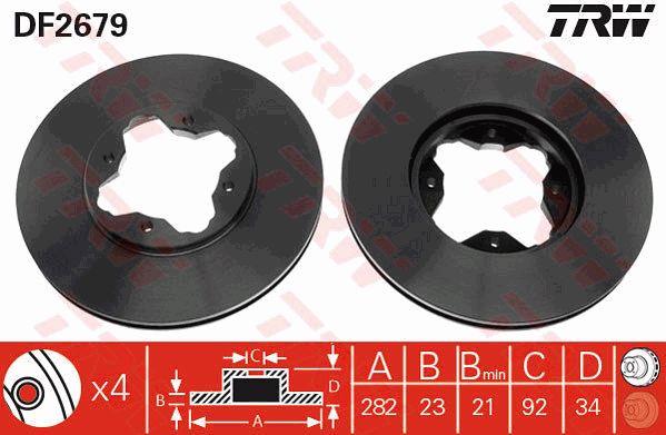 Front vented brake disc TRW DF2679