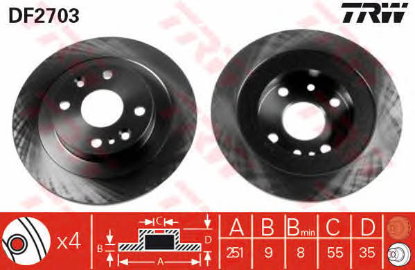 Rear solid brake disc TRW DF2703