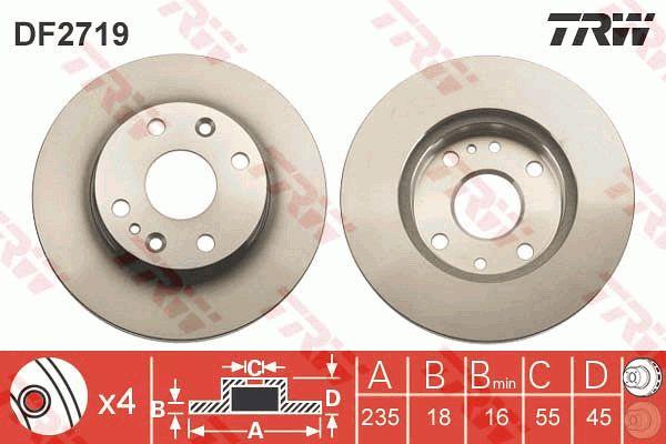 Front vented brake disc TRW DF2719