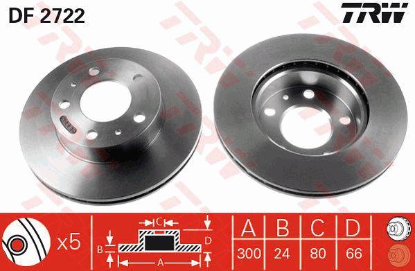 Front vented brake disc TRW DF2722