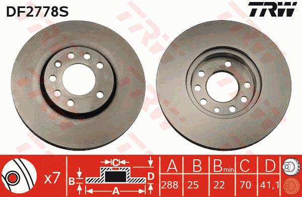 Front vented brake disc TRW DF2778S